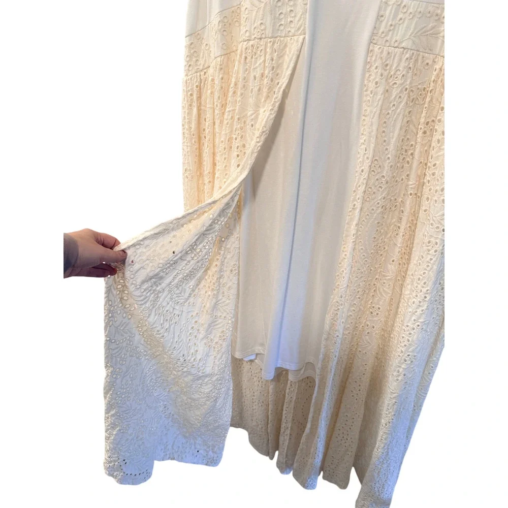 C Wonder 2X Christian Siriano Off Shoulder Eyelet Boho Maxi Dress $149 NEW Cream - Picture 5 of 11